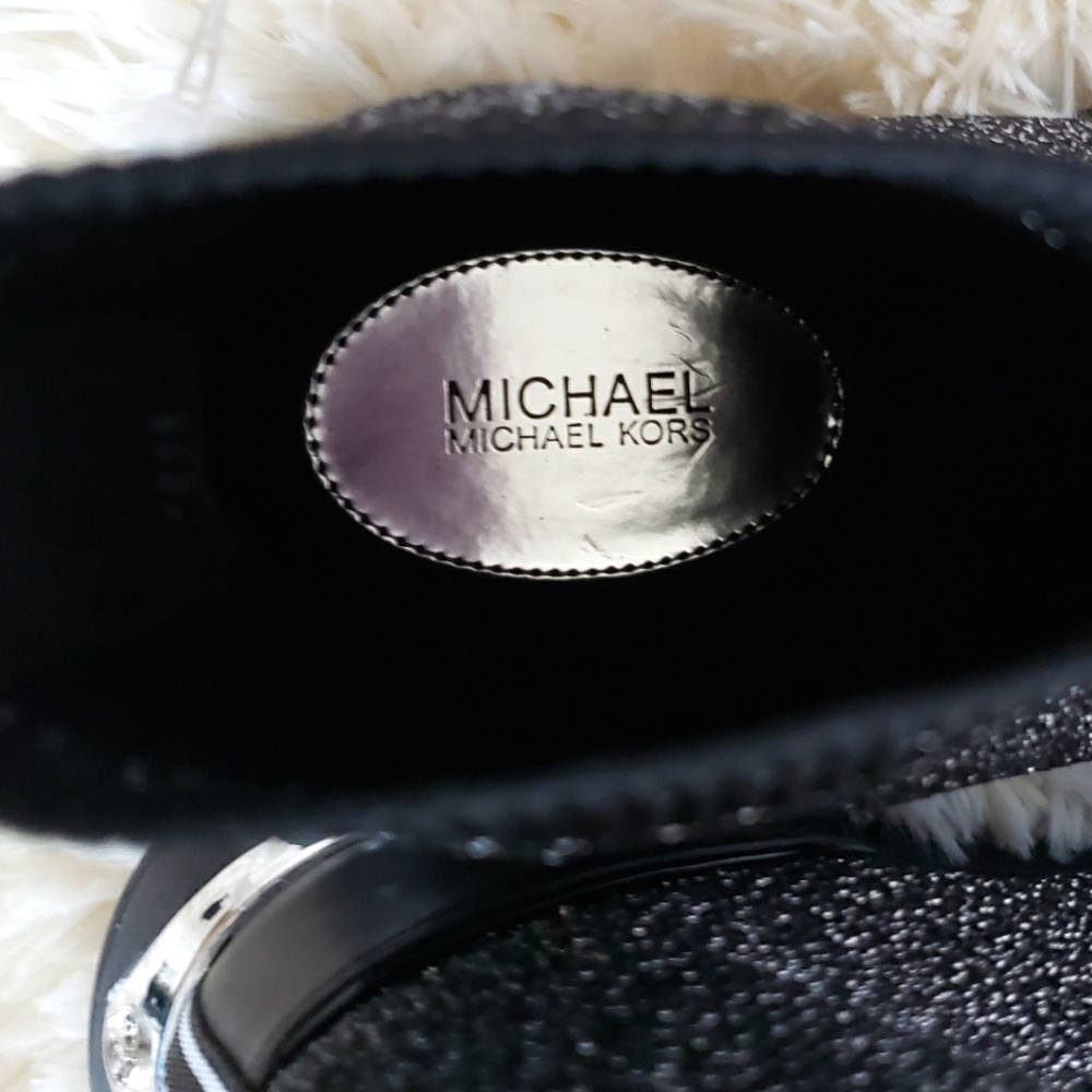 MICHAEL KORS Bodie Black and Silver Metallic Knit Sneaker Bootie--NEW--7 - Picture 11 of 16